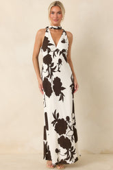 MINKPINK Elodie Chocolate Floral Maxi Dress