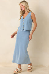 Z Supply Gail Ocean Air Indigo Cotton Jersey Midi Skirt