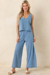 Z Supply Sloane Washed Indigo Cotton Jersey Denim V-Neck Tank