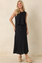 Z Supply Meryl Black Linen Blend Midi Skirt