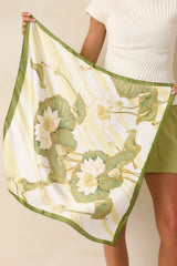 Still Waters Sage Green Botanical Print Scarf