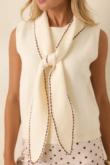 Perfectly Proper Ivory Knit Collar Scarf Sweater Top