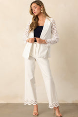 In Your Element White Cotton Embroidered Eyelet Blazer