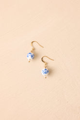 Timeless Charm White & Blue Porcelain Drop Earrings