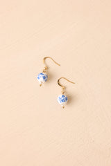 Timeless Charm White & Blue Porcelain Drop Earrings