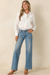 Little Details Matter White Floral Appliqué Button-Up Blouse