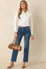 From Every Angle White Cotton Pleated Shoulder Button-Up Blouse