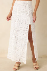 Z Supply Emrie White Cotton Eyelet Maxi Skirt