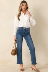 From Every Angle White Cotton Pleated Shoulder Button-Up Blouse