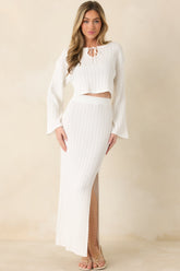MINKPINK Bellini White Knit Cropped Top