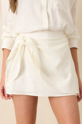 Z Supply Lorna White Linen Blend Wrap Mini Skirt