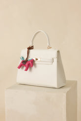 Reign It In White Faux Leather Twist Lock Handbag