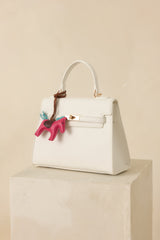 Reign It In White Faux Leather Twist Lock Handbag