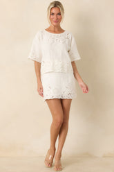 Z Supply Daya White Floral Cutwork Embroidered Top
