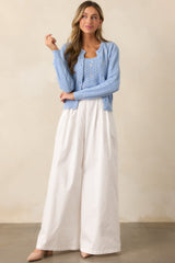 Everyday Bliss Cotton White Wide Leg Pants