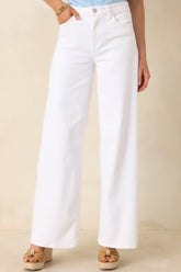 Always In Style White High Rise Wide Leg Jeans