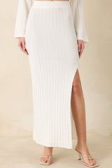 MINKPINK Bellini White Knit Midi Skirt