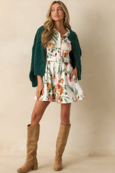 Never Been Better White Multi Floral Print Cotton Mini Shirt Dress
