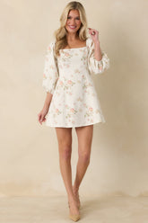 A Chance In Bloom White Multi Floral Cotton Mini Dress