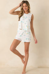 Z Supply Court Sports White Multi Pajama Tank