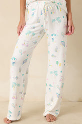 Z Supply Downhome Court Sports White Multi Pajama Pants