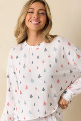 Z Supply White Multi Alpine Tree Brushed Knit Pajama Top
