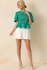 Everyday Moments White Linen Blend High Waisted Shorts
