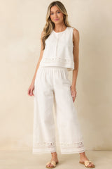 Z Supply Sloane White Embroidered Cotton Linen Top