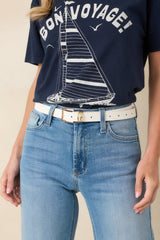 Thought You'd Notice White Faux Leather Belt