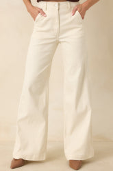 One More Reason Ivory Stretch Wide Leg Jeans