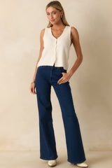 Wherever We Go Dark Wash Cotton Denim Wide Leg Jeans