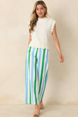 Making It Bright Blue Multi Striped Wide Leg Pants