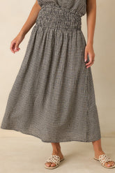 Z Supply Brooke Black Gingham Linen Blend Maxi Skirt