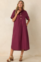 Read the Signs Wine Red Short Sleeve Maxi Dress
