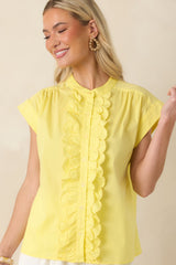 You Brighten My Day Yellow Scalloped Ruffle Top