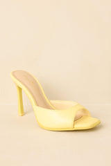 Such a Tease Yellow Square Toe Heeled Mule Sandals