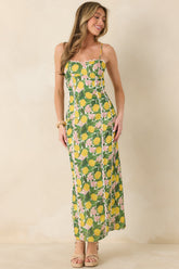 Squeeze the Day Yellow Multi Lemon Blossom Maxi Dress