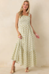 Pretty Unbothered Yellow Multi Floral Cotton Tiered Maxi Dress