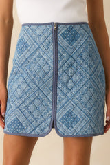 Told You So Light Blue Quilted Mini Skirt