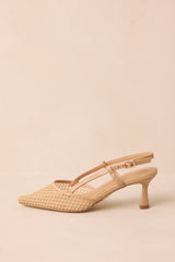Willow's Secret Beige Mesh Slingback Kitten Heels