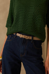 Endless Charm Tan Textured Faux Leather Belt