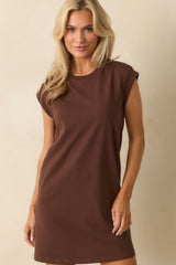 Z Supply Brown Cotton Routine Shift Mini Dress