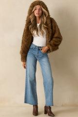 Everything Considered Brown Faux Fur Hooded Jacket