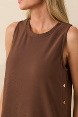 I'm Choosing Happiness Brown Sleeveless Maxi Dress