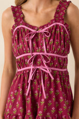 Endless Compliments Burgundy Floral Print Cotton Maxi Dress