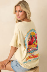 Picked Just For You Butter Yellow Cotton Strawberry Graphic Tee