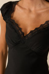 MINKPINK Black Lace Trim Momento Bias Midi Dress