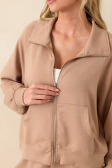 Running Errands Tan Zip Up Jacket