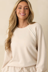 Z Supply Ivory All Around Embroidered Sweatshirt