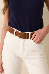For The Right Moment Cognac Brown Faux Leather Belt